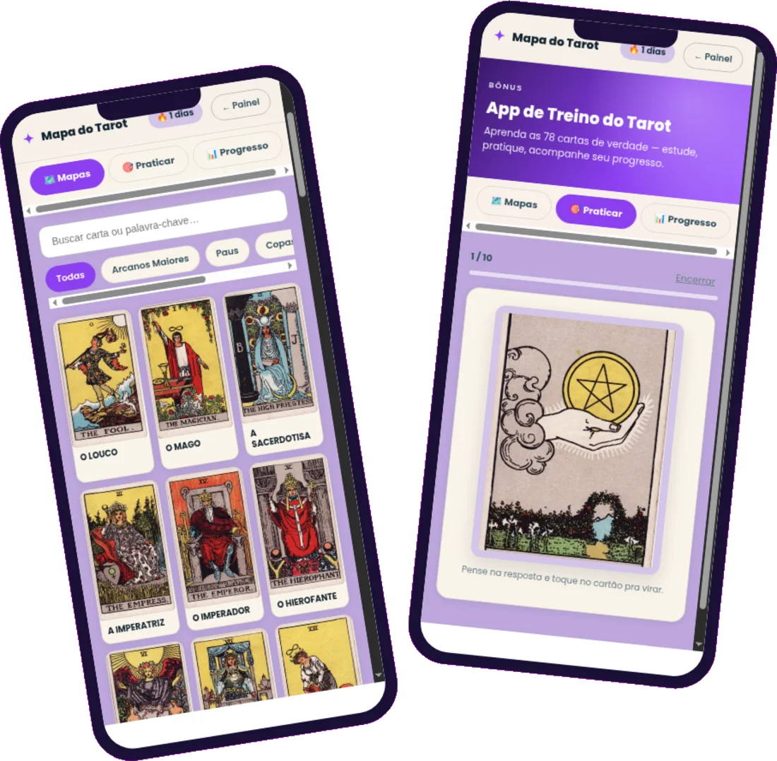 Bónus especial — App de Treino do Tarot, mapas e flashcards no telemóvel