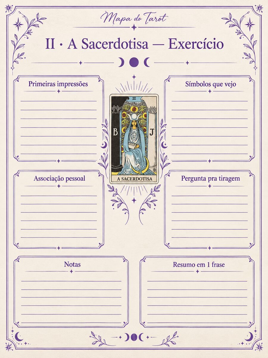 A página de prática — A Sacerdotisa